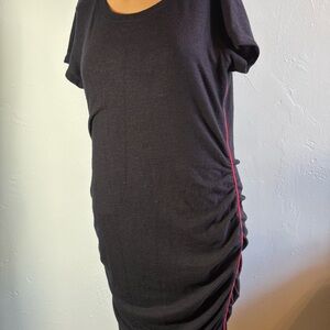 Sundry Navy Ruched Dress with Red Accents Size Large